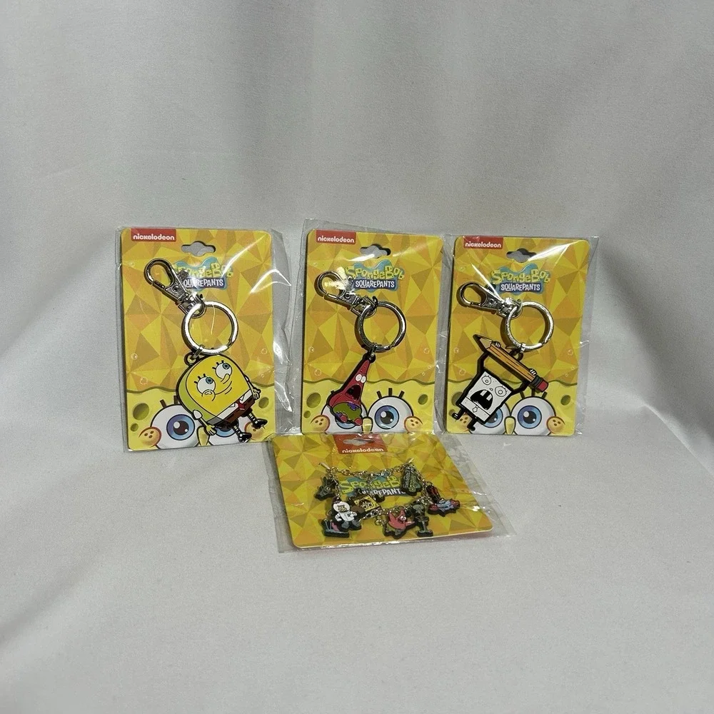 SpongeBob SquarePants Bundle w/ 3 Enamel & Metal‎ Keychains & 1 Charm Bracelet